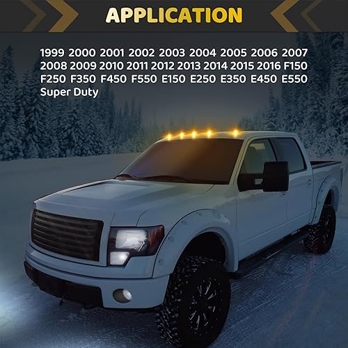 Miniatura 3 de Luces LED para techo de cabina color ámbar para 1999-2016 Super Duty F150 F250 F350 F450 F550,2002-07 E150 E250 E350 E450,2017-18 Super Duty E350