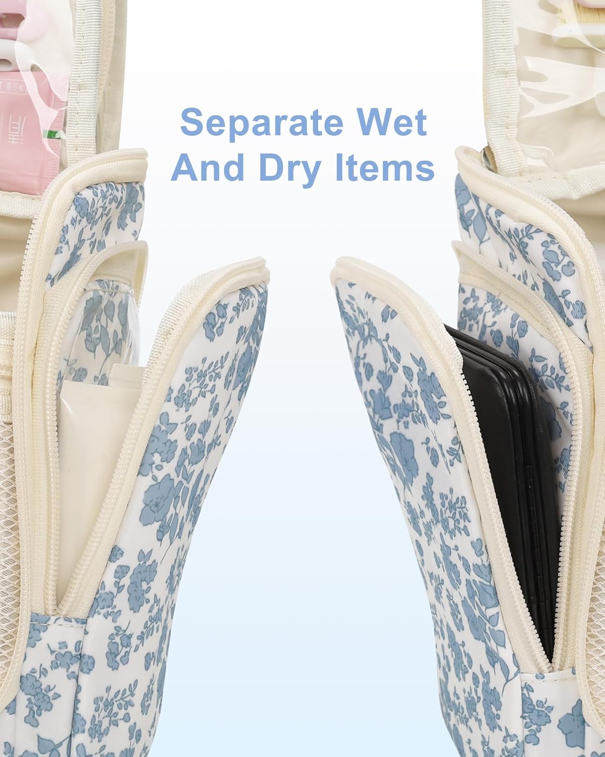 Relavel Hanging Toiletry Bag for Women Travel Makeup Bag Cosmetic Organizer Toiletries Bag for Travel Size Essentials Accessories Shower Caddy Bag for Bathroom Beach Gym, Floral Print - Image 3