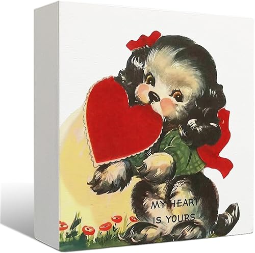 Decoración vintage para el día de San Valentín, letrero de madera para el día de San Valentín, decoración de escritorio para el día de San Valentín,