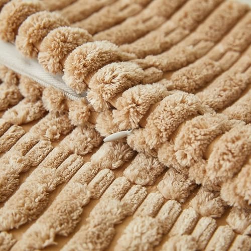 Miniatura 3 de Sunday Praise Paquete de 2 fundas de almohada decorativas de pana de 18 x 18 pulgadas, fundas de almohada cuadradas de rayas bohemias suaves para