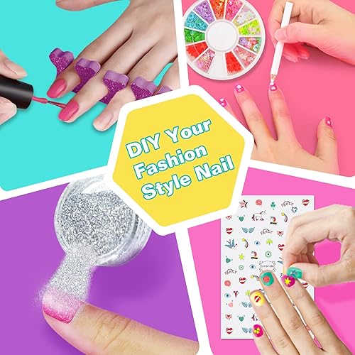 Miniatura 4 de Amagoing Juego de esmaltes de uñas para niñas de 7 a 12 años, kit de estudio de arte de uñas para niños, esmalte de uñas no tóxico de secado rápido,