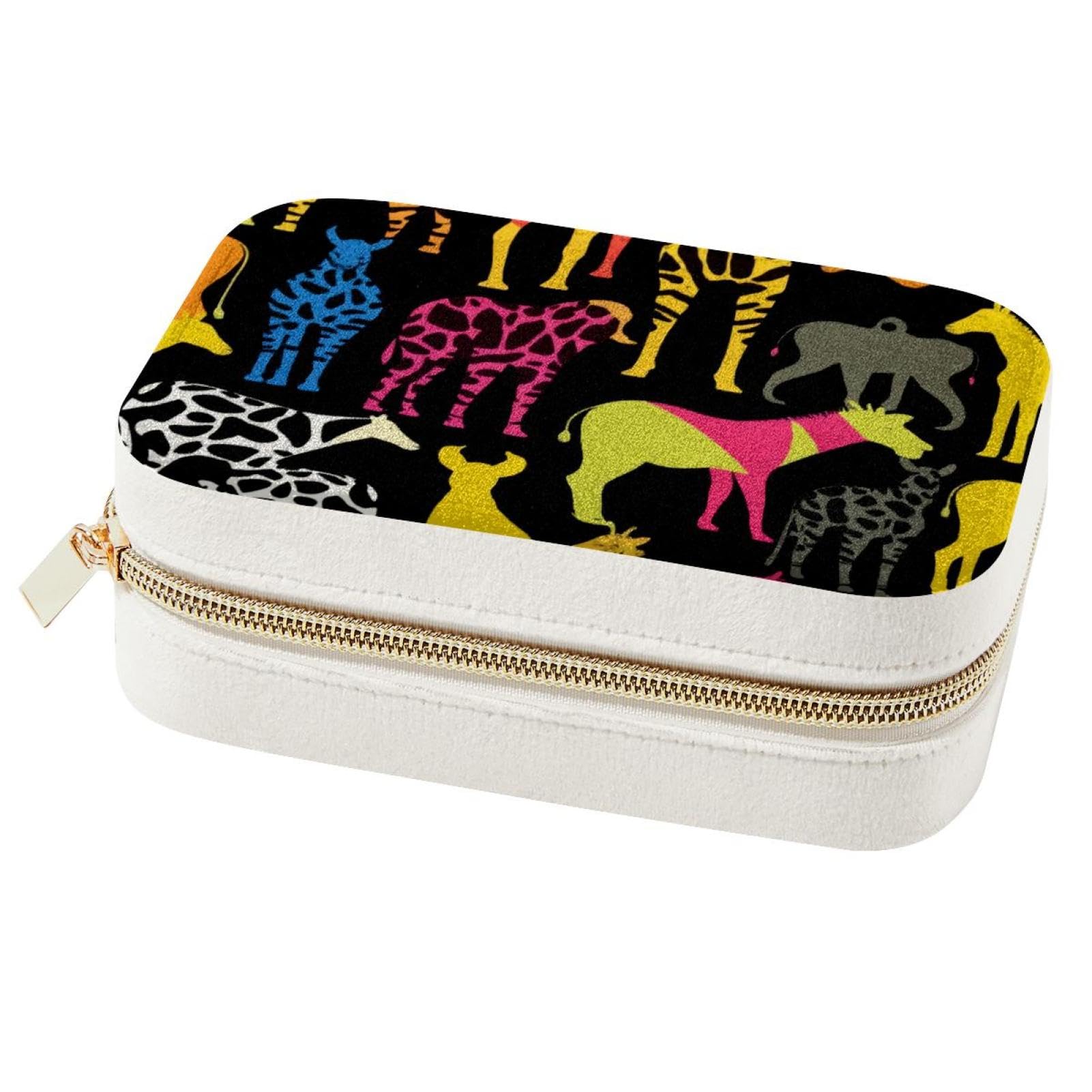 Boîte à bijoux spacieuse motif silhouette animal noir pour le voyage des femmes