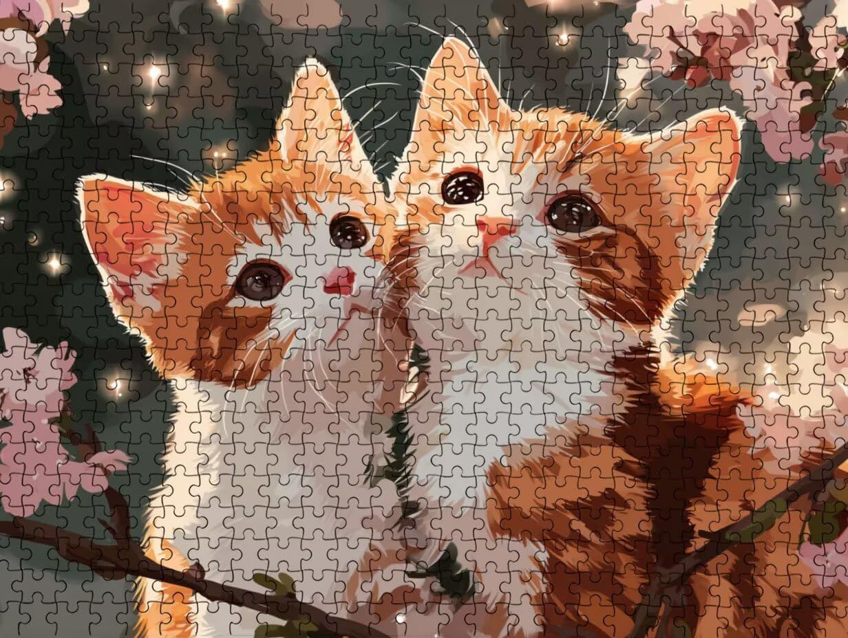 Brzoskwiniowy kwiat kota, puzzle 3000 elementów dla dorosłych, drewniana