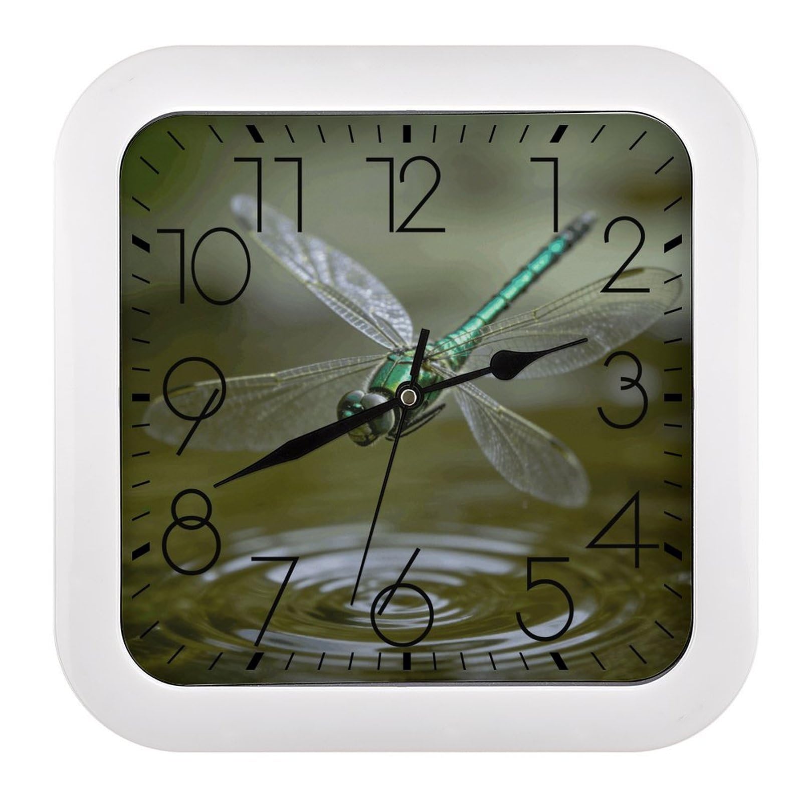LZQPOEAS Insect Square Wall Clock, 10.2 Inch Battery Operated Silent Non-Ticking Wall Clock, Square Analog Decorative Clock for Home Wall Art, Living Room, Bedroom, and Office