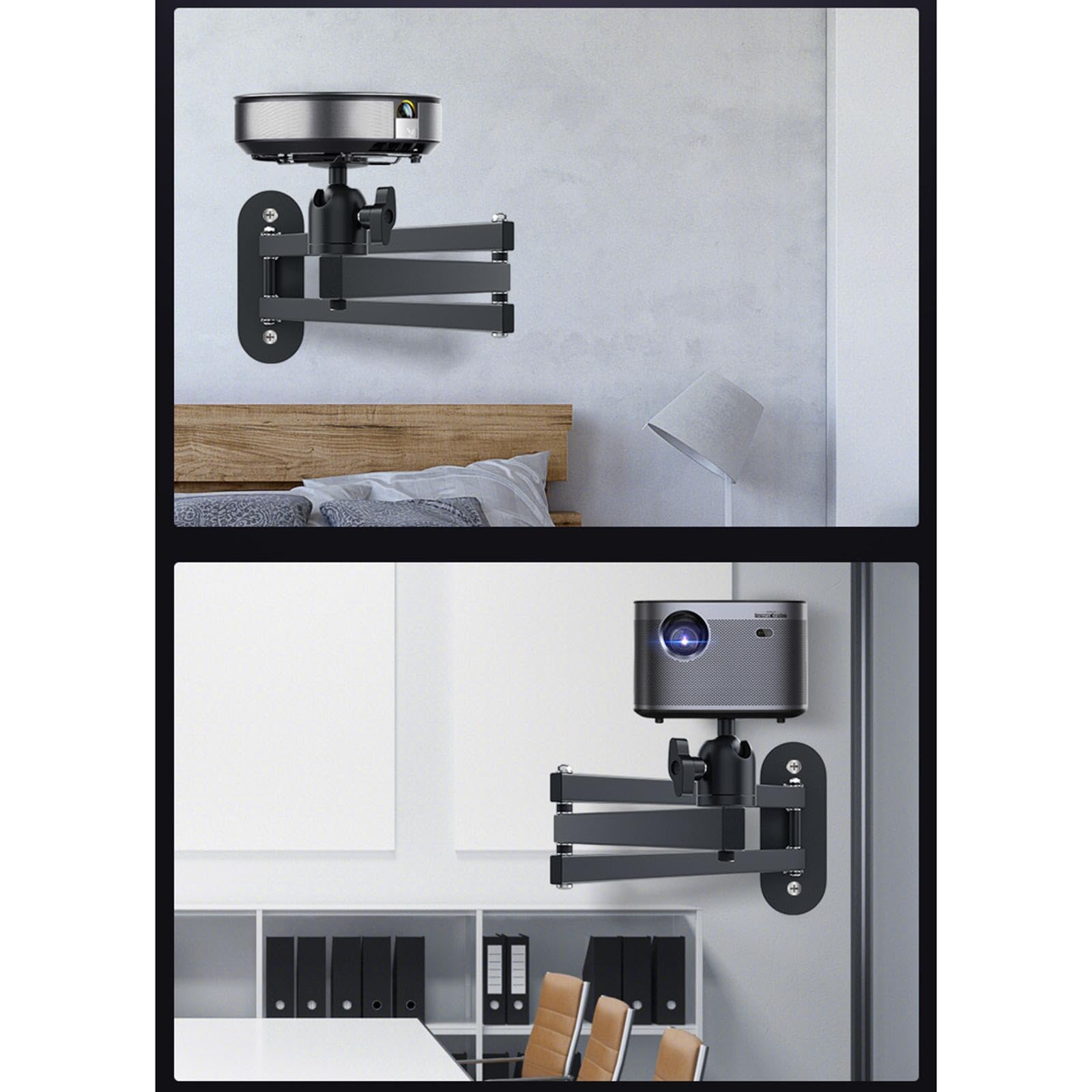 Supporto Proiettore Universale Stand Pieghevole Regolabile con Staffa Porta Proiettore Fissaggio a Vite 1/4 Pollici Realizzato in Metallo Resistente a, Biassiale 40 cm