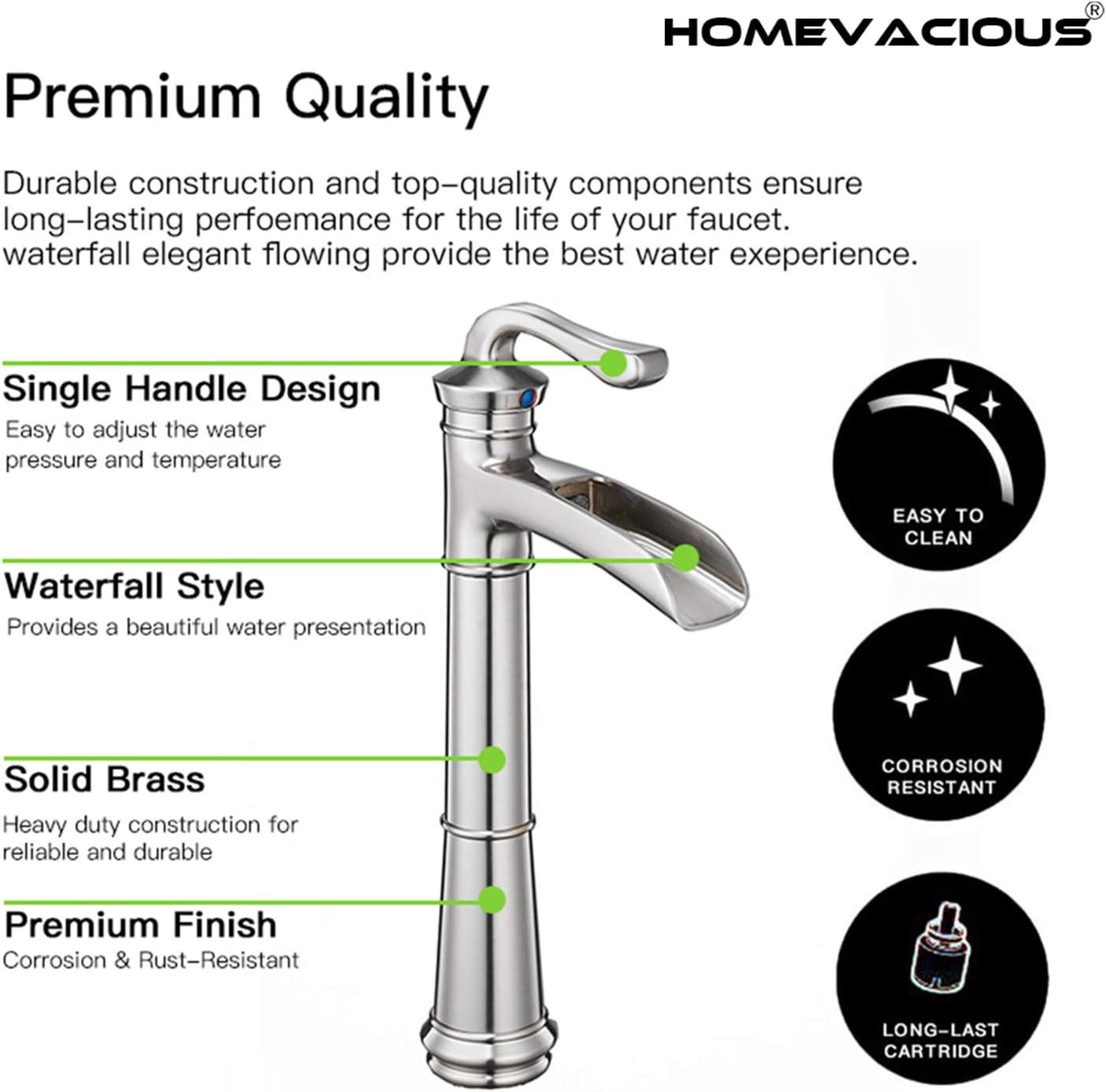 Bіg Sаlе Homevacious Vessel Sink Faucet Brushed Nickel Waterfall Tall Spout Satin Single Hole with Pop up Drain Lavatory Without Overflow Lead-Free Buу 1 gеt 1 🔥 Homevacious Vessel Sink Faucet Brushed Nickel Waterfall Tall Spout Satin Single Hole with Pop up Drain Lavatory Without Overflow Lead-Free