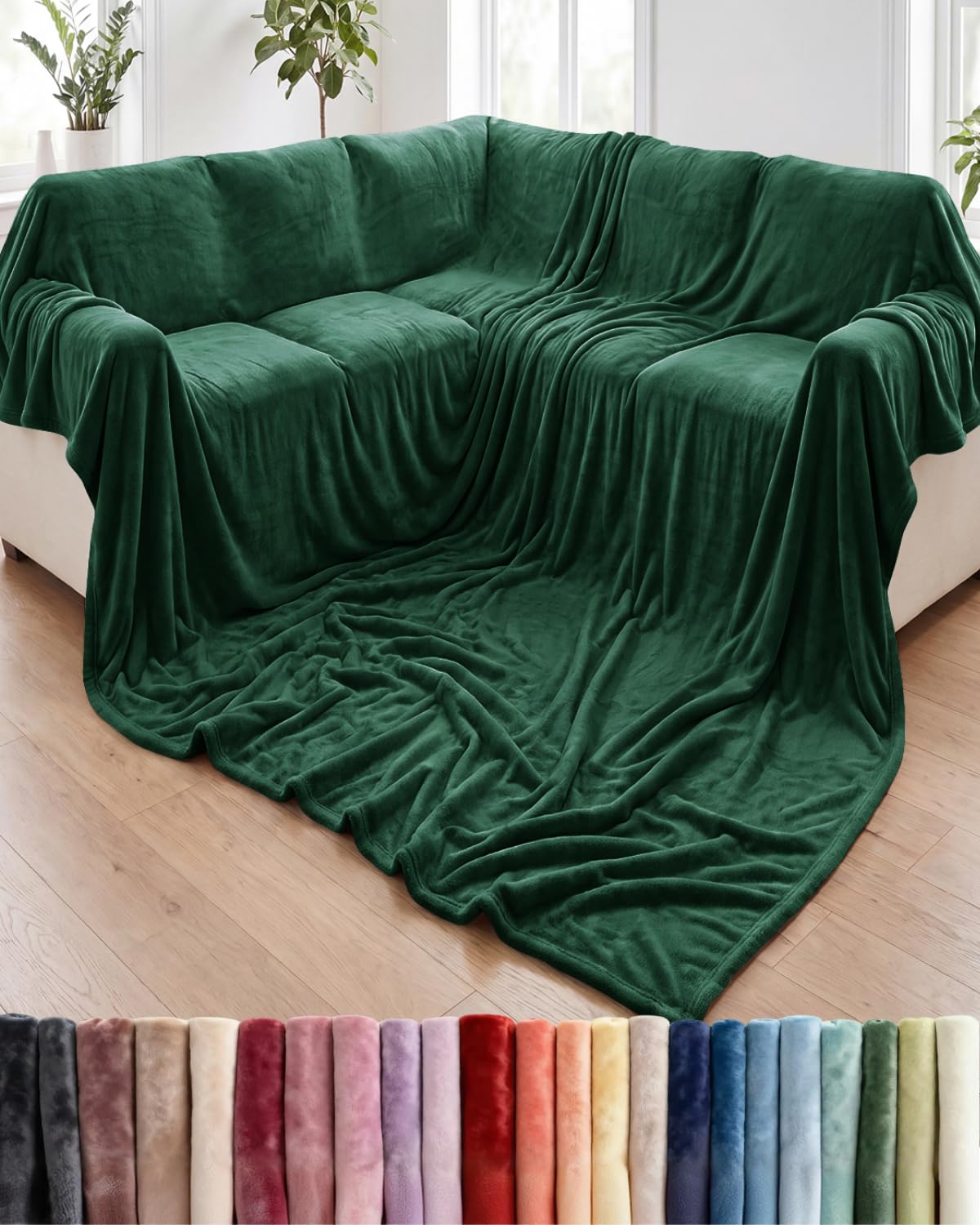Fleece Blanket Oversized King - Ultra-Soft Flannel Blanket - Forest Green