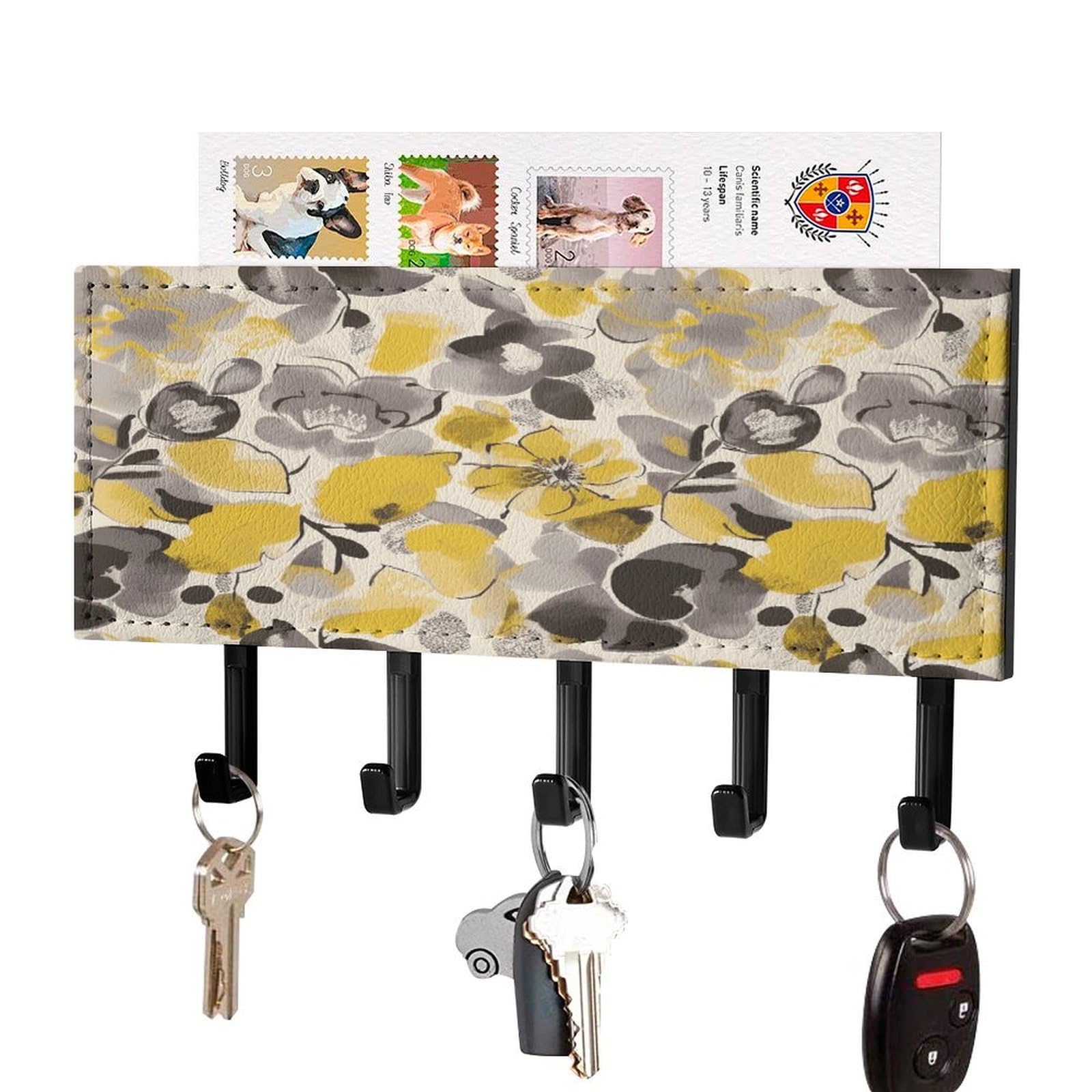 Estante de pared decorativo con flores para organizar la entrada de casa
