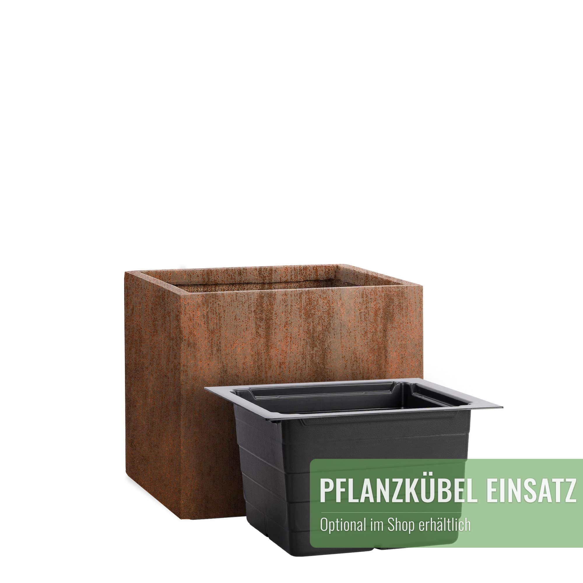 Pflanzwerk® Pflanzkübel Fiberglas Cube Rost Braun 38x44x44cm XXL *Frostbeständig* *UV-Schutz* *Qualitätsware*