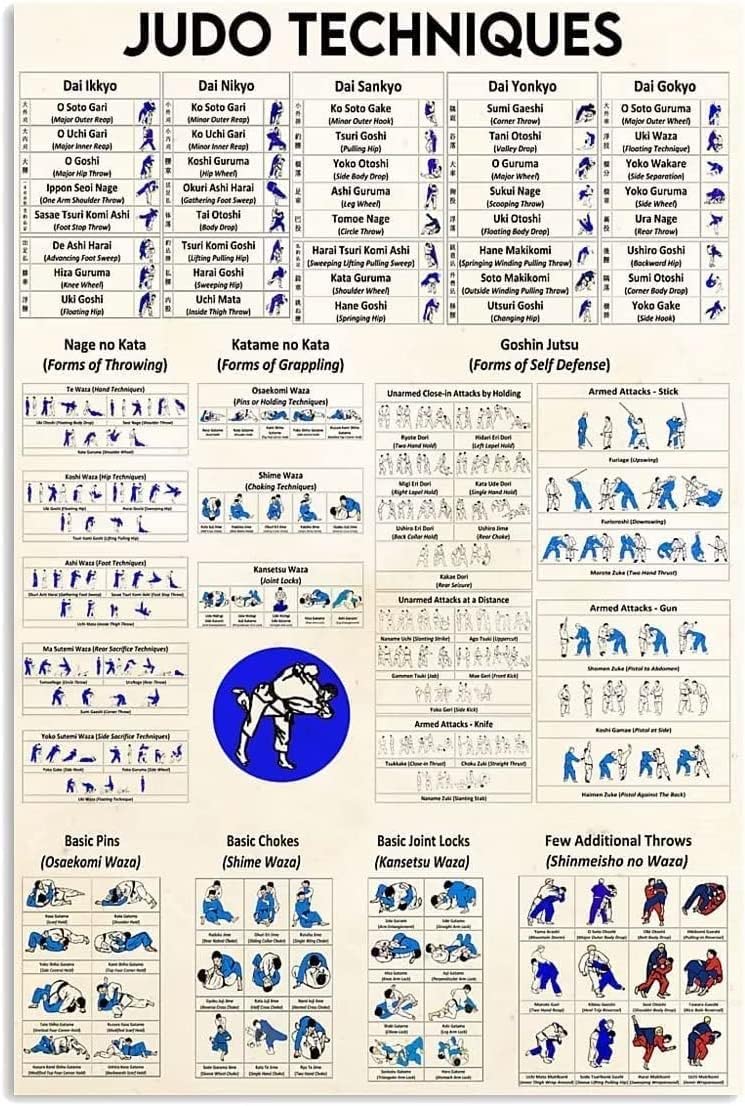 Bonoff Brown Udo Knowledge Learning Judo Gym Judo Techniques Educational Vintage Decor Poster Wall Art Decor Metal Sign Poster 8X12 Inches