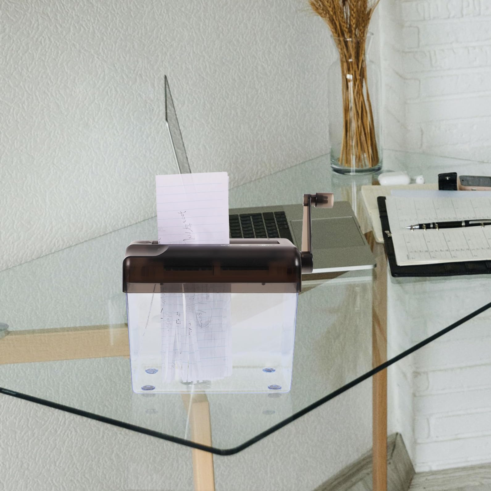 Distruggidocumenti Protezione dei File in ABS Manuale Portatile Design Semplice e Compatto per Ufficio e per Uso Domestico e Professionale