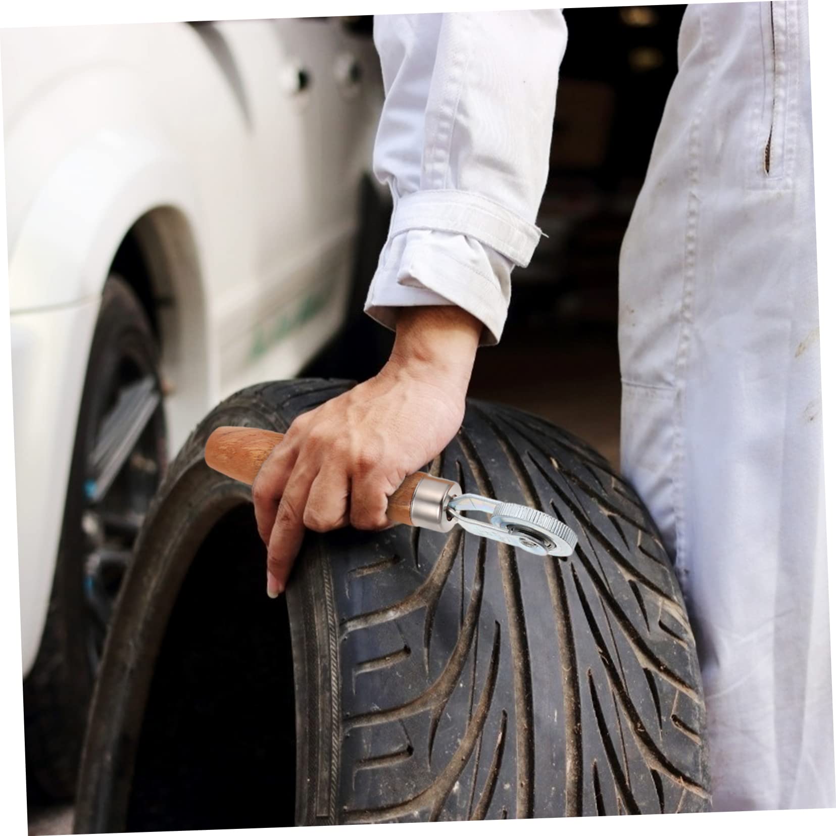 Didiseaon Herramienta Sellado de 3 Piezas Neumáticos para Coche Reparar en Rodillos de Presión de Madera y Acero Eficaz y Buen para Reparación Ruedas