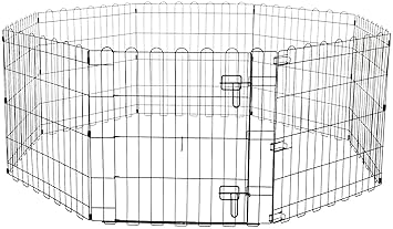 SI Pet Mart Foldable Metal Pet Dog Exercise Fence Pen with Gate - 74 x 55 x 05 cm & 24 Inches, Extra Small