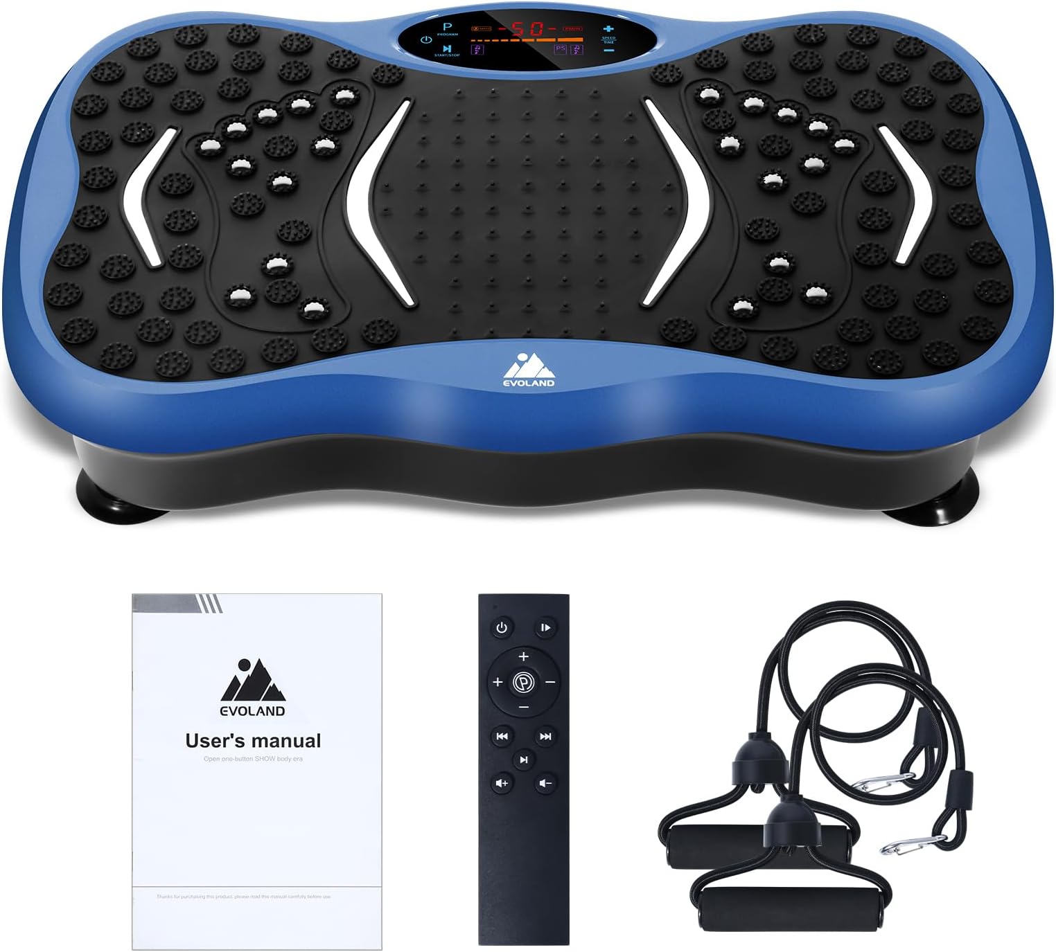 EVOLAND 3D Fitness Vibrating Plate with 5 Programming Modes, Home Exercise Equipment with Bluetooth Speaker, 2 Resistance Bands