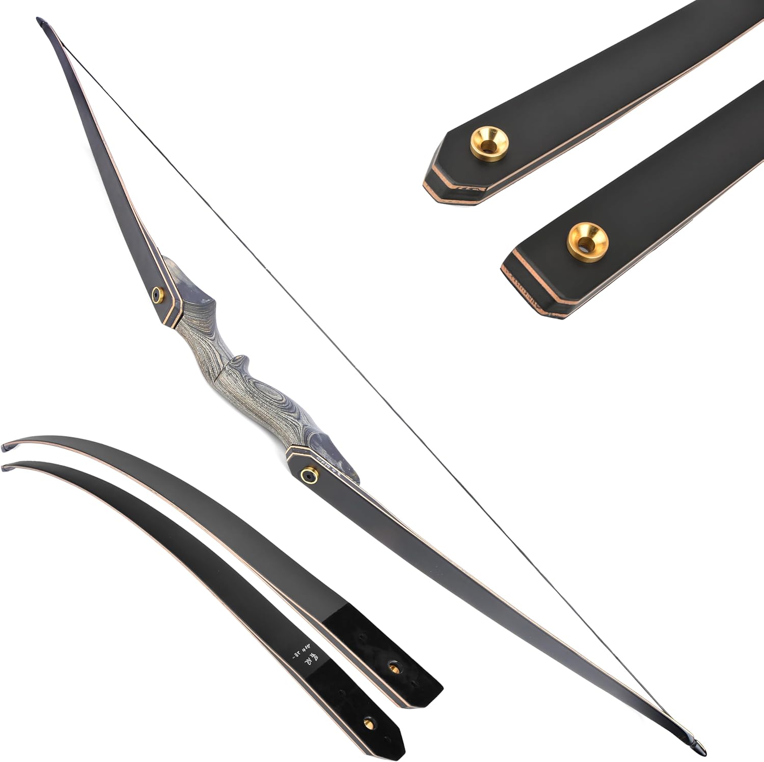 60'‘ Archery Traditional Long Bow 25-50 lbs for Adult Beginners Tech Wood Bow Handle Outdoor Hunting and Shooting Archery Practice