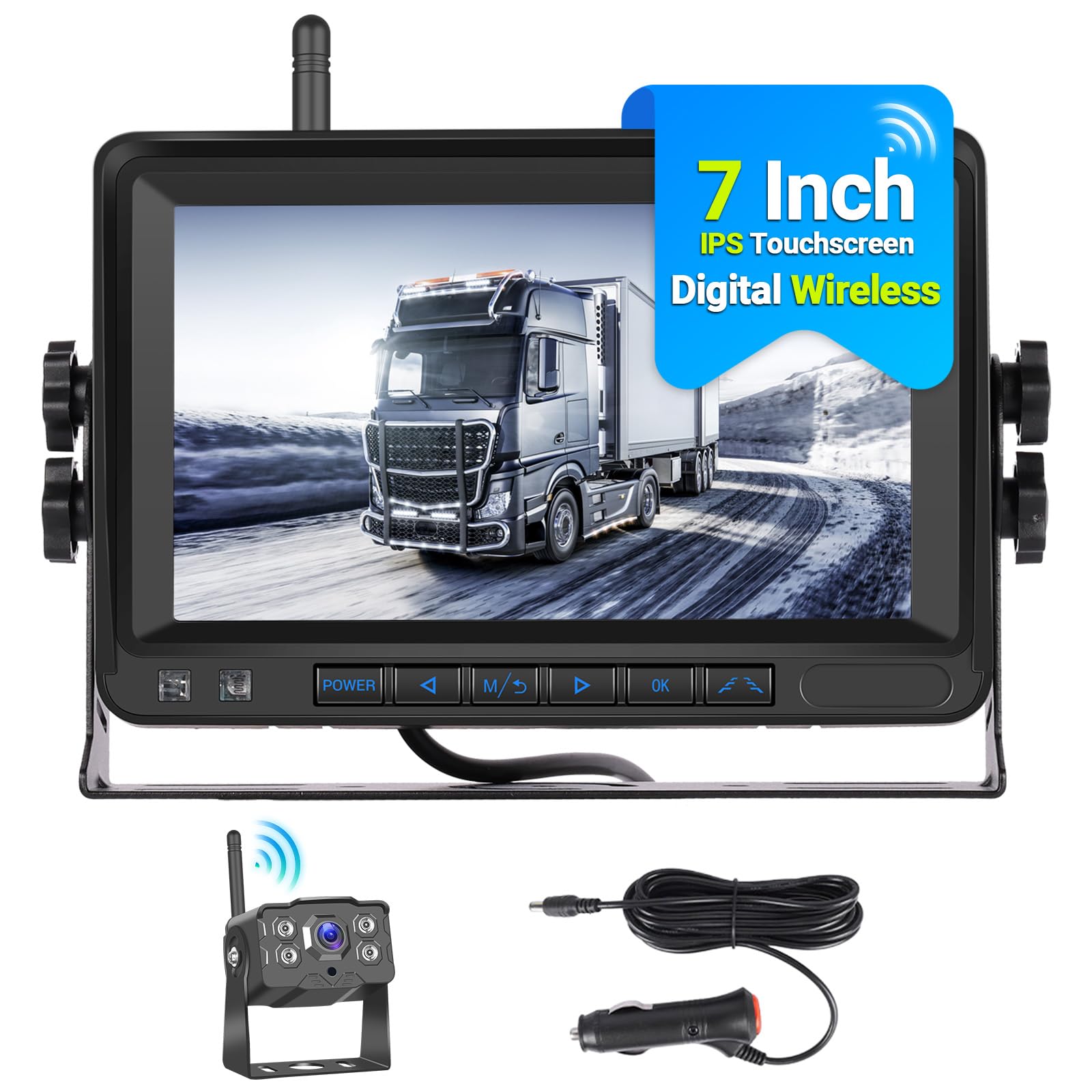 Kit Telecamera Posteriore Wireless Hikity Con Monitor LCD 7" Per Camion E Camper