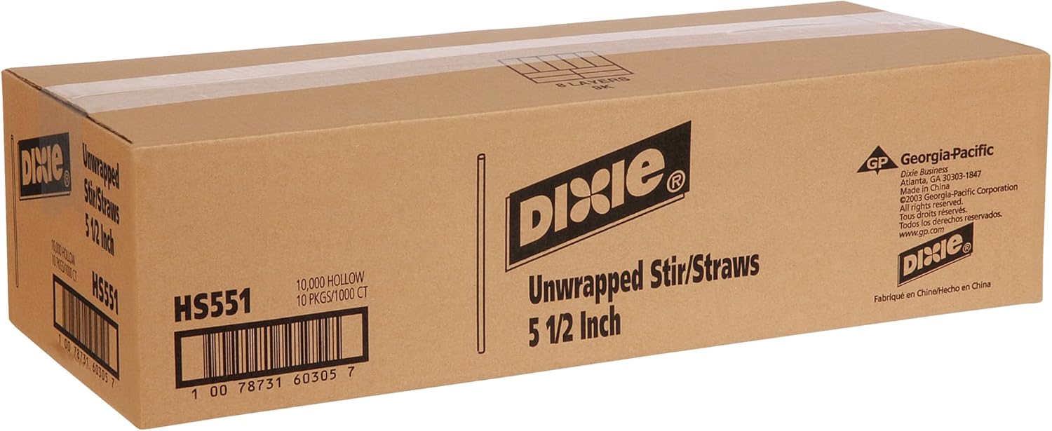 Dixie Plastic Coffee Stirrers, 10,000ct, 5.5" Disposable Drink Stir Sticks - Red/White