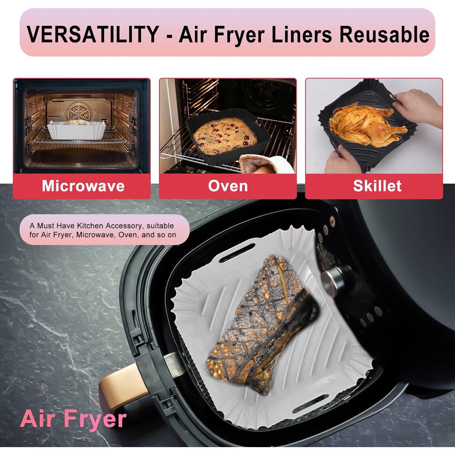 ZENSUKYE Air Fryer Liners - 3 Pack, Easy Cleanup -7 ZENSUKYE Air Fryer Liners - 3 Pack, Easy Cleanup -7