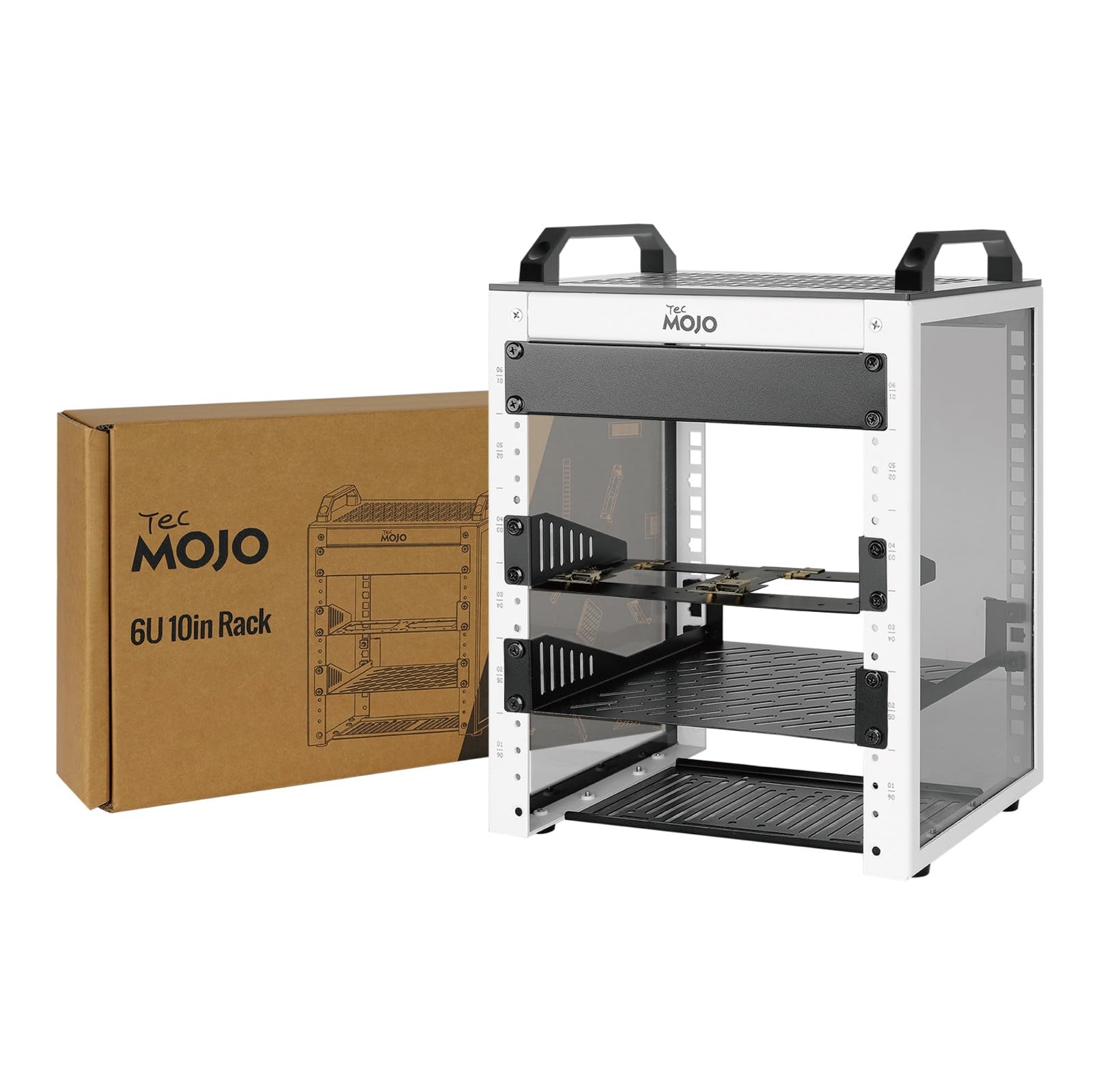 Tecmojo 6U Network Rack, 10 inch Mini Server Rack with 2 Side Translucent Panels & 2 Top Handles, 7.87 inch Deep, for 10 inch IT Equipment & A/V Devices, White-image-19