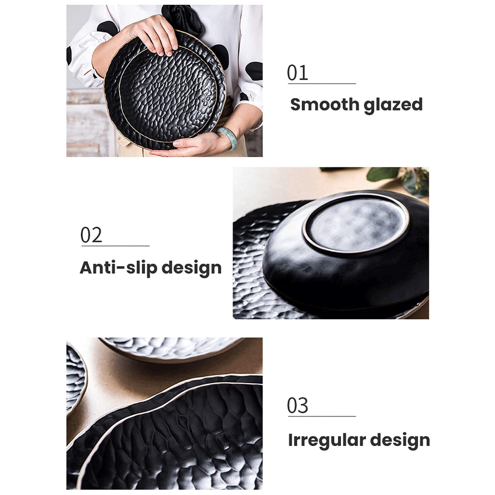 H3TF5J Klasyczny ceramiczny zestaw zastawy stołowej, 39 kawałków porcelanowej zastawy stołowej, matowa miska zbożowa i stek, zdrowy i przyjazny dla środowiska proces podkładu
