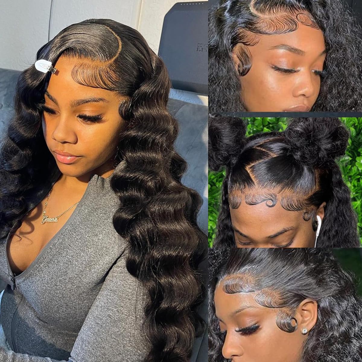 Bling Hair 32 Inch Deep Wave Lace Front Wigs Human Hair 180% Density Pre Plucked Lace Frontal Wigs Human Hair Deep Wave Glueless Wigs for Women 13x6