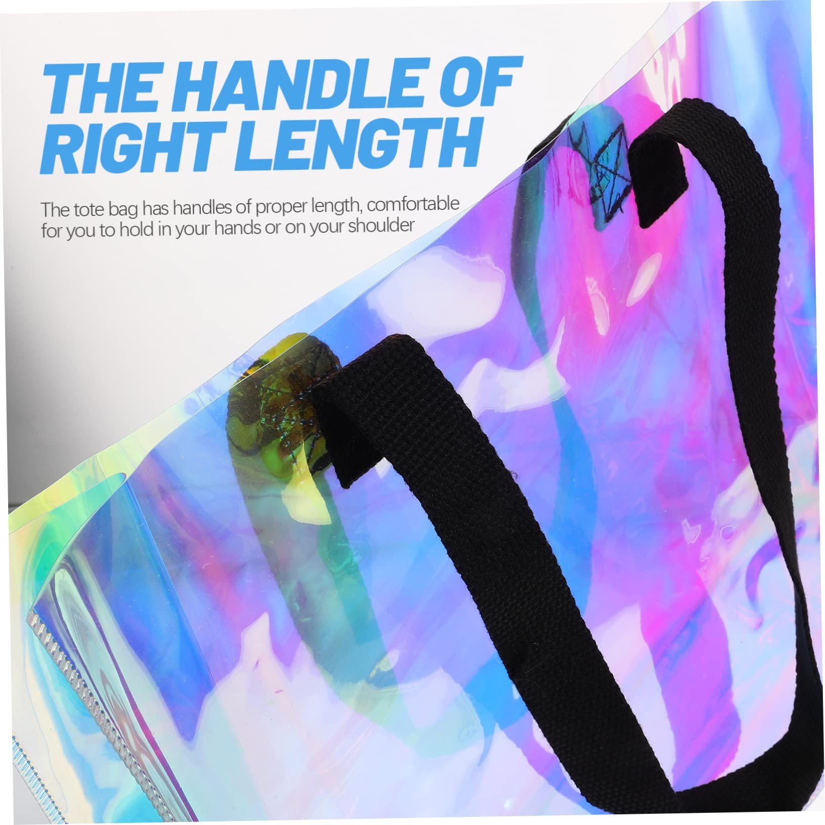 Hoement Holographic PVC Tote Bag for Women Iridescent Handbag for Work Beach Sports Casual Shopping Packaging Portable Shopping Bag - Image 3