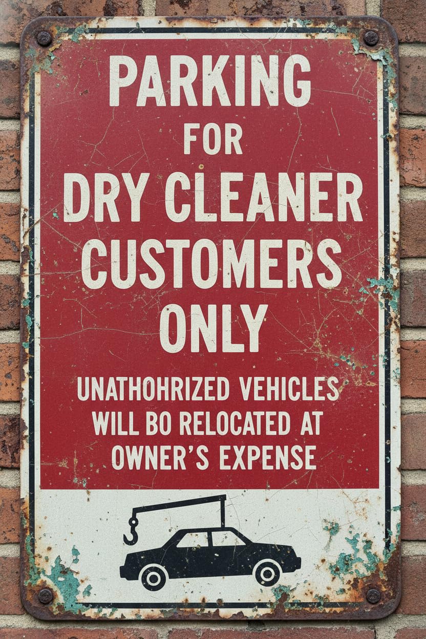 Wall Decor Parking For Dry Cleaner Customers Only Sign. 8x12Inch Metal. Business Instructions Vintage Signs Aluminum Plates Printed