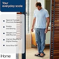 Vista 6 de iHome Báscula digital, báscula de baño, baterías incluidas, báscula de peso corporal, báscula de peso, báscula de baño para peso, báscula digital
