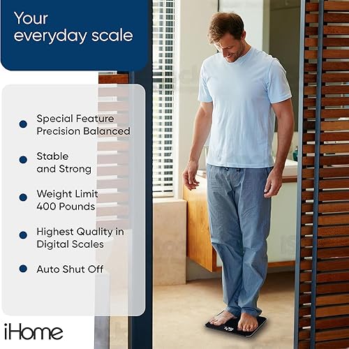 Miniatura 6 de iHome Báscula digital, báscula de baño, baterías incluidas, báscula de peso corporal, báscula de peso, báscula de baño para peso, báscula digital