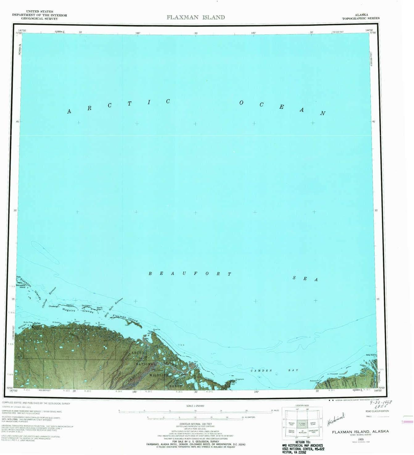 YellowMaps Flaxman Island AK topo map, 1250000 Scale, 1 X