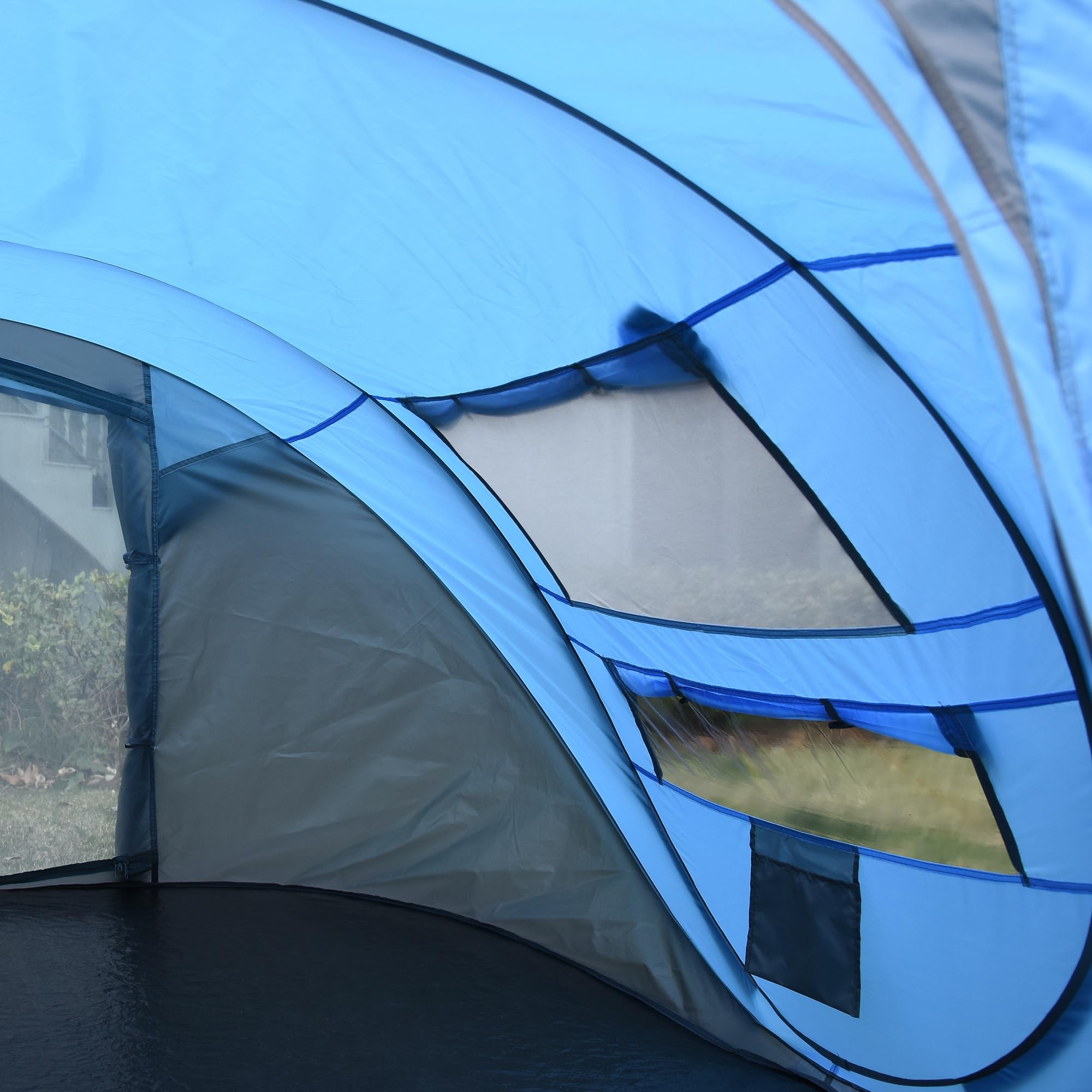Outsunny Tenda da Campeggio Pop Up 4 Persone 2000mm Anti UV 20+ 263.5x220x123 cm Blu