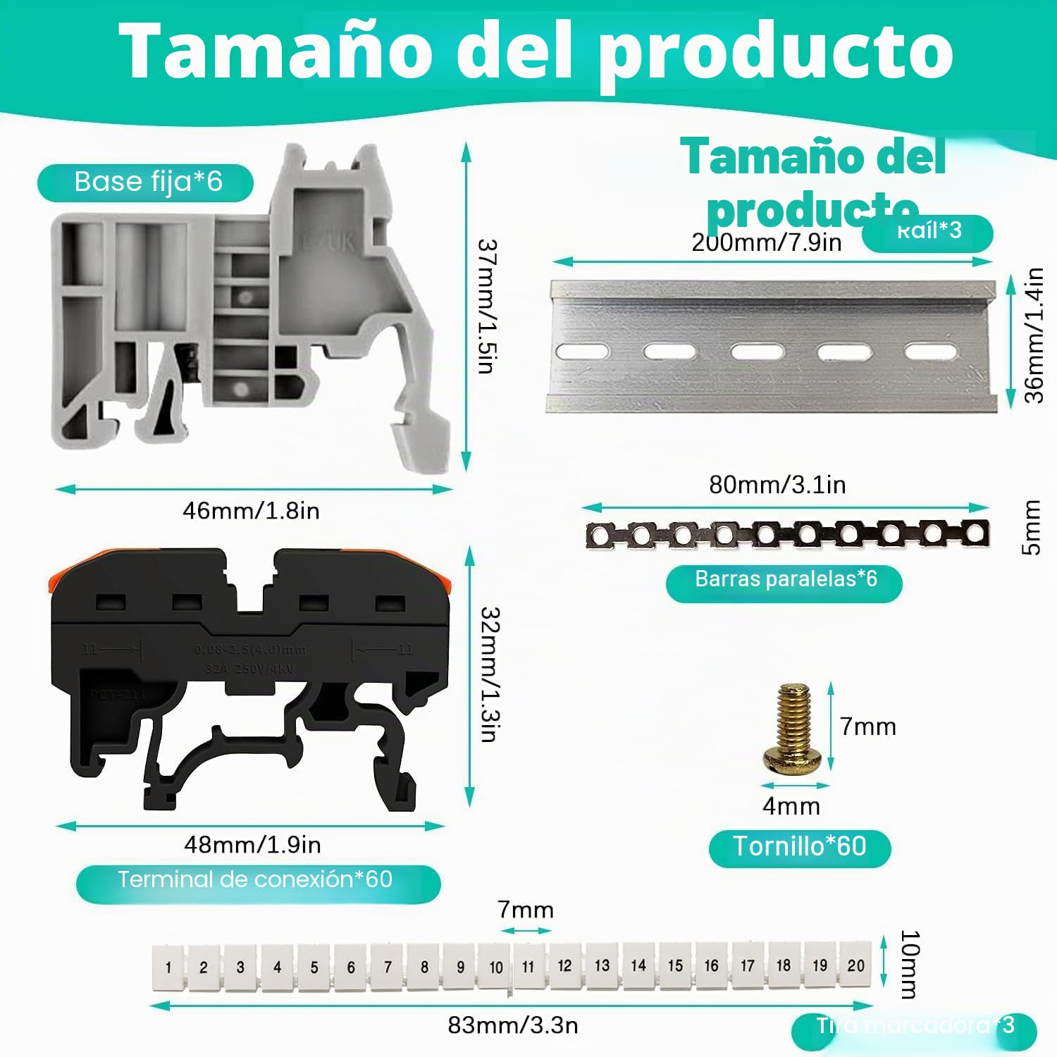60 Piezas Conectores Electricos Rapidos Carril Din, Empalmes Cables Electricos, PCT-211 Bornas de Conexion Electrica, Terminales Electricos, Clemas Electricas Rapidas, para Cableado Rápido