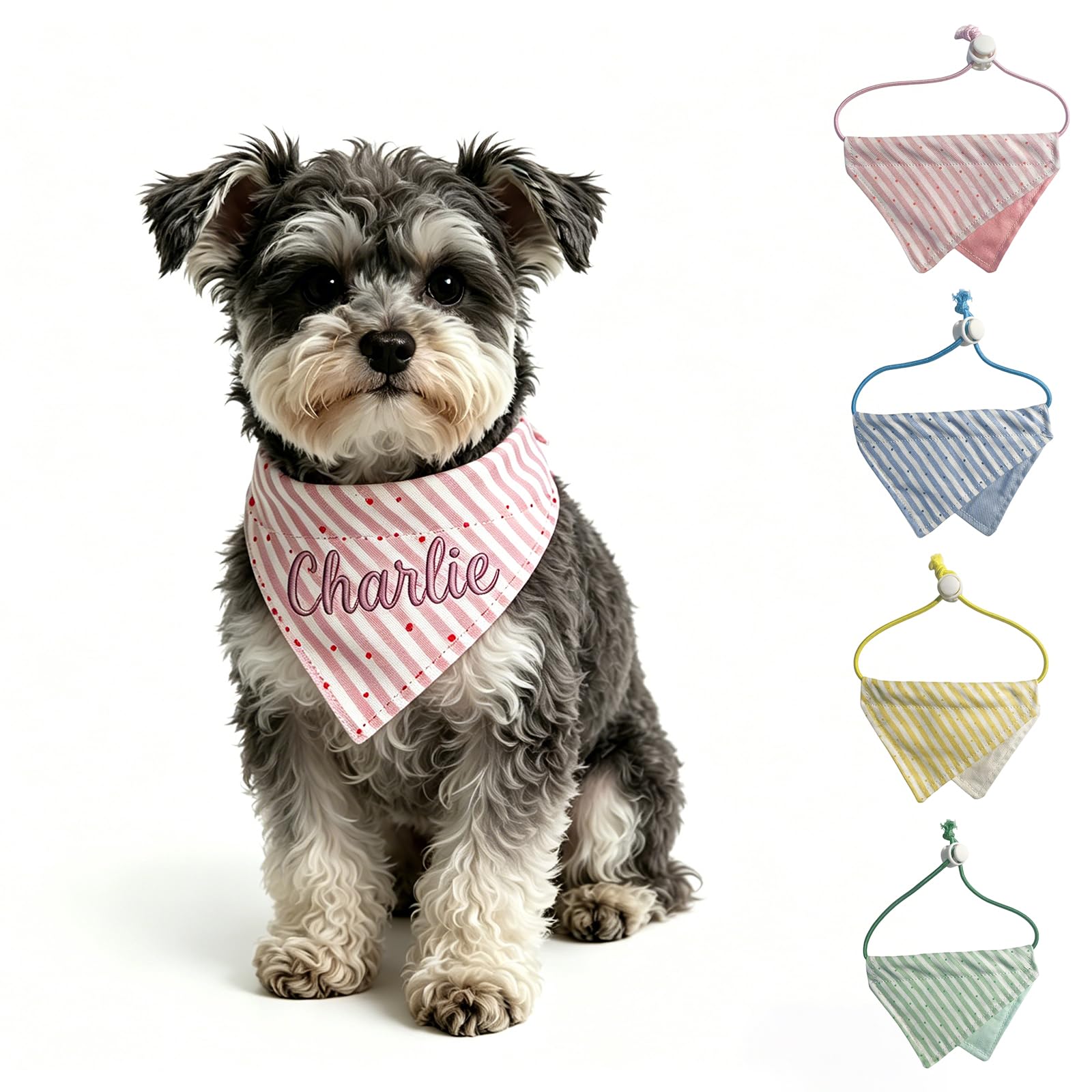 Personalised Dog Bandana Custom Pet Bandana With Embroidery Name Adjustable Triangle Scarf For Small Medium Large Dogs Puppy Cat (Pink)