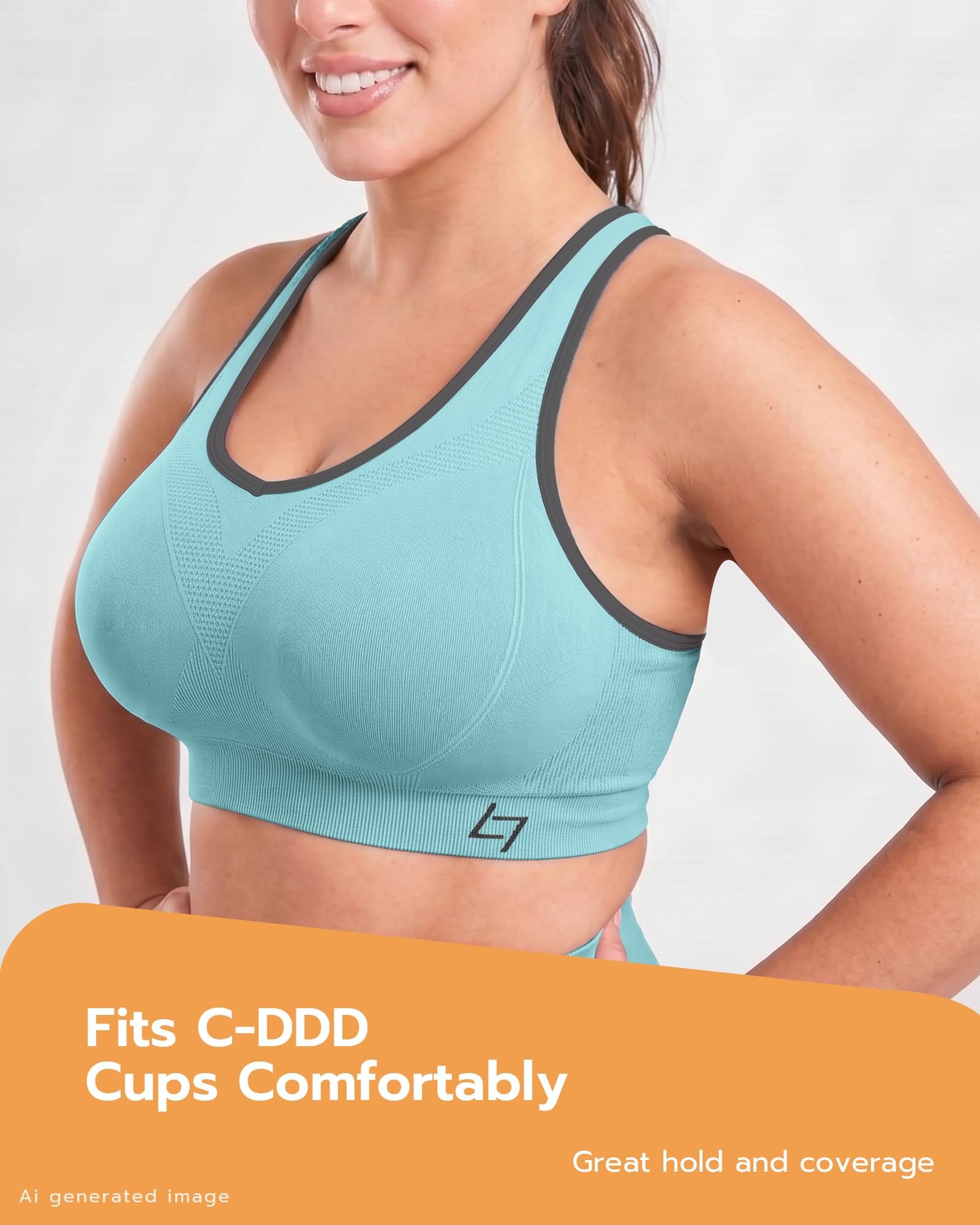 FITTIN Sport BH Damen Mädchen ohne Buegel - Gepolstertes Bequemes Atmungsaktives Sportbustier BH Top Fuer Workout Yoga Jogging Fitness Training