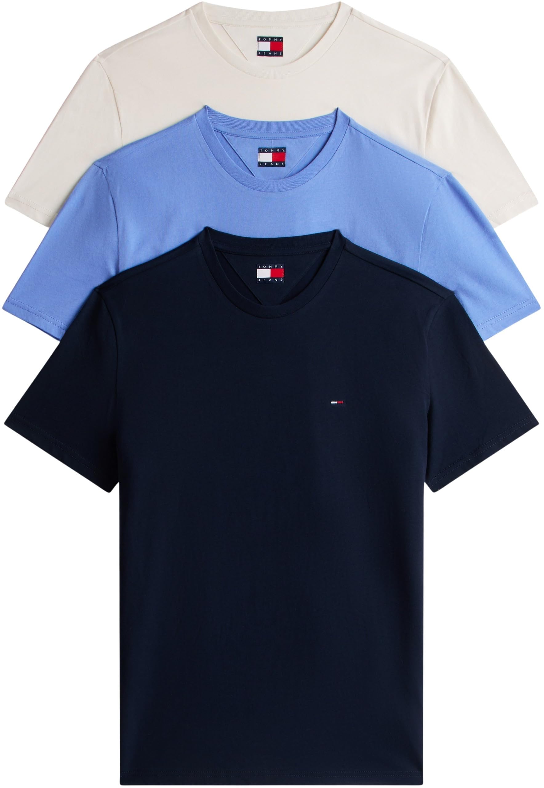 Tommy Jeans Herren 3er Pack T-Shirts Kurzarm aus Baumwolle