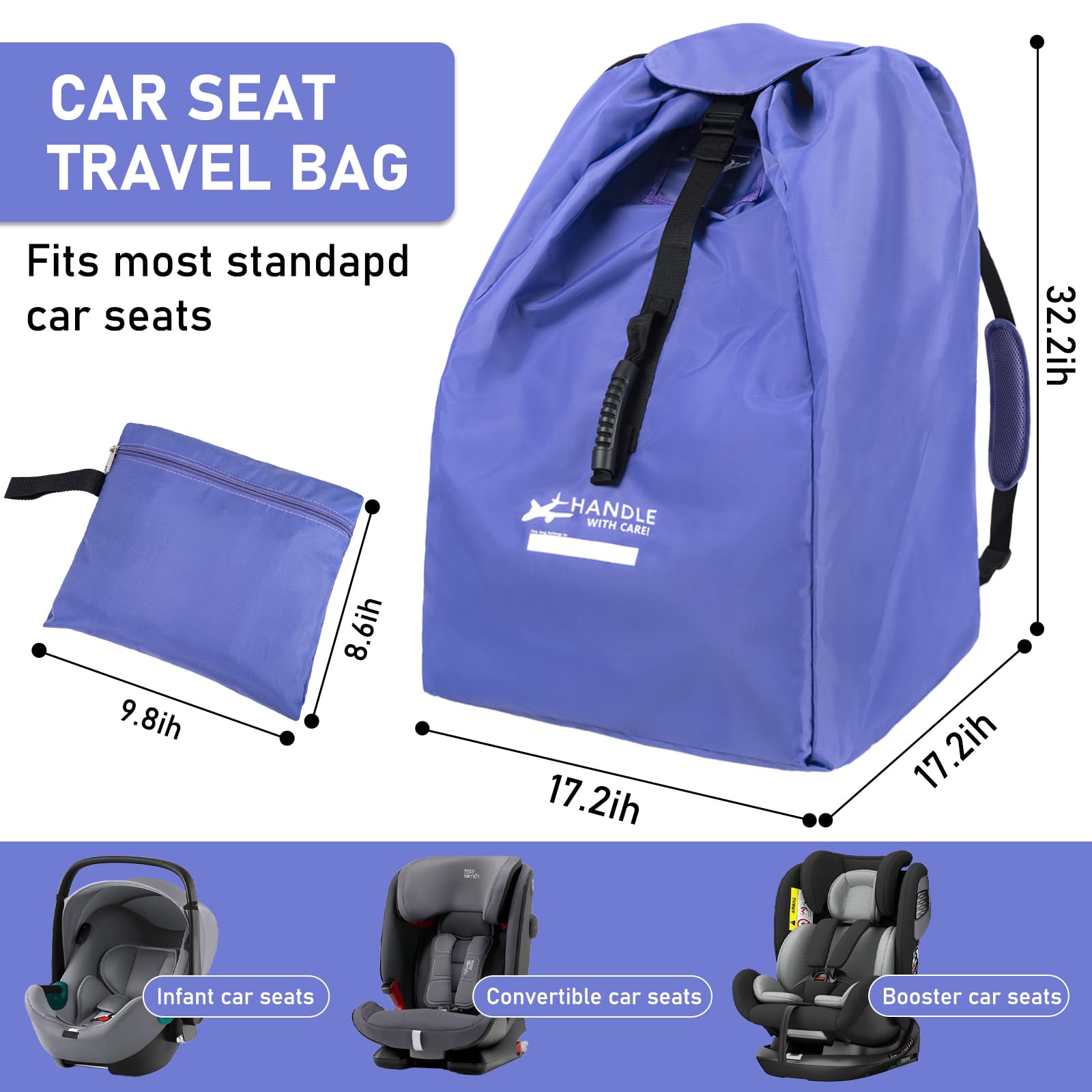 Bolsa de viaje para asiento de coche para avión, se adapta a asientos de coche infantiles, asientos convertibles, asientos elevadores, bases de asiento de coche, para ahorrar preocupaciones,