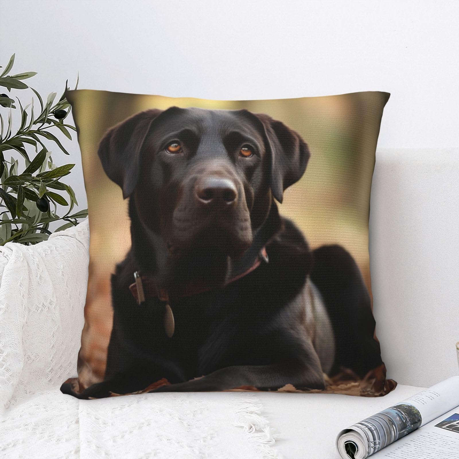 FodPand Luxury Velvet Throw Pillow Covers 20"x20" Super Soft Decorative Pillow Cases - Cute Labrador Dog Pillowcases Modern Lumbar Cushion Cases for Couch Sofa Bed Pillow Shams