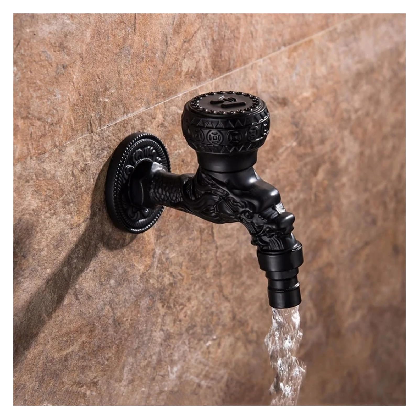 Grifo de latón negro de pared para accesorios de baño y jardín exterior G1/2