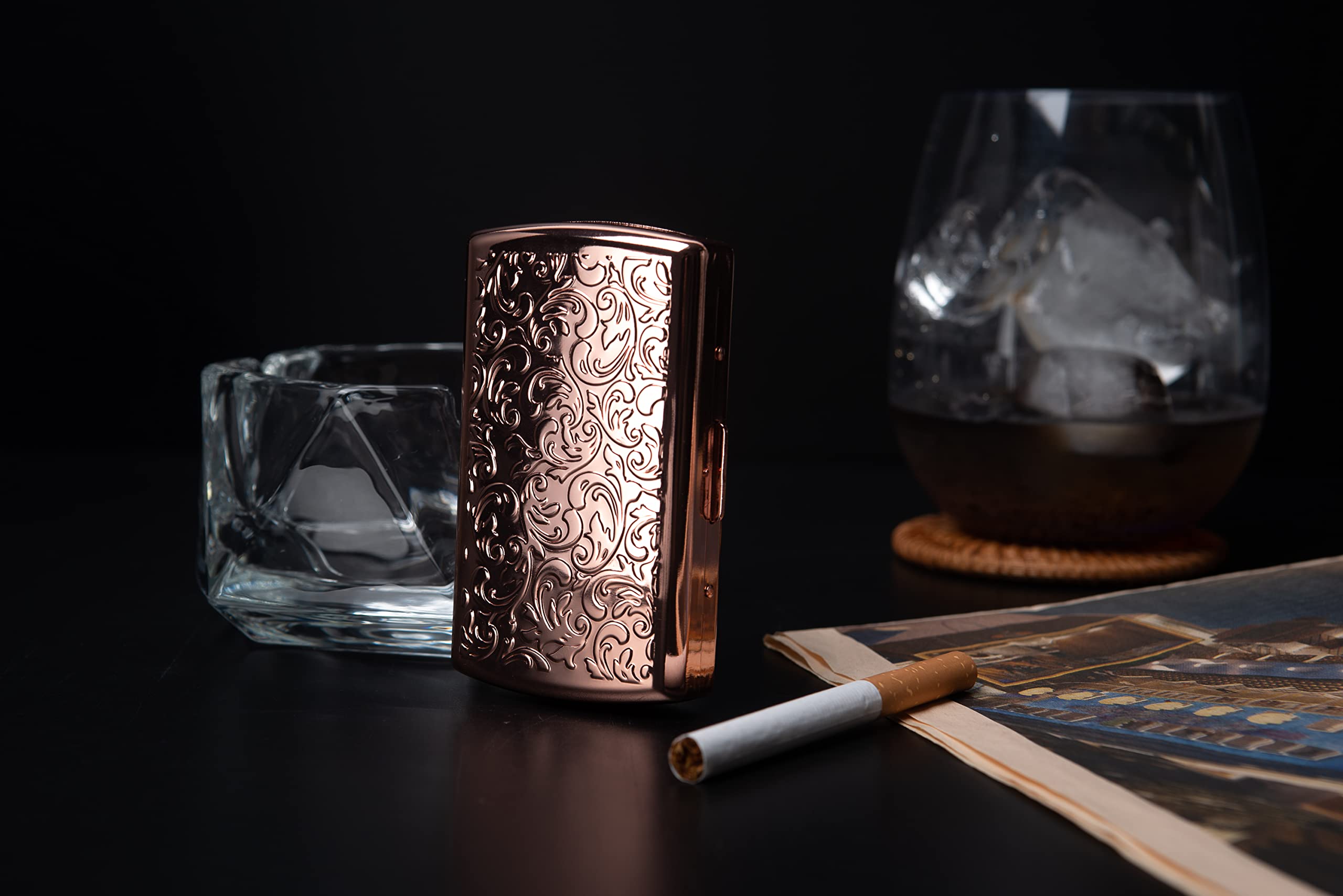 rose gold cigarette holder Amazon.com: Vintage Slim Metal Cigarette Case & Dispenser