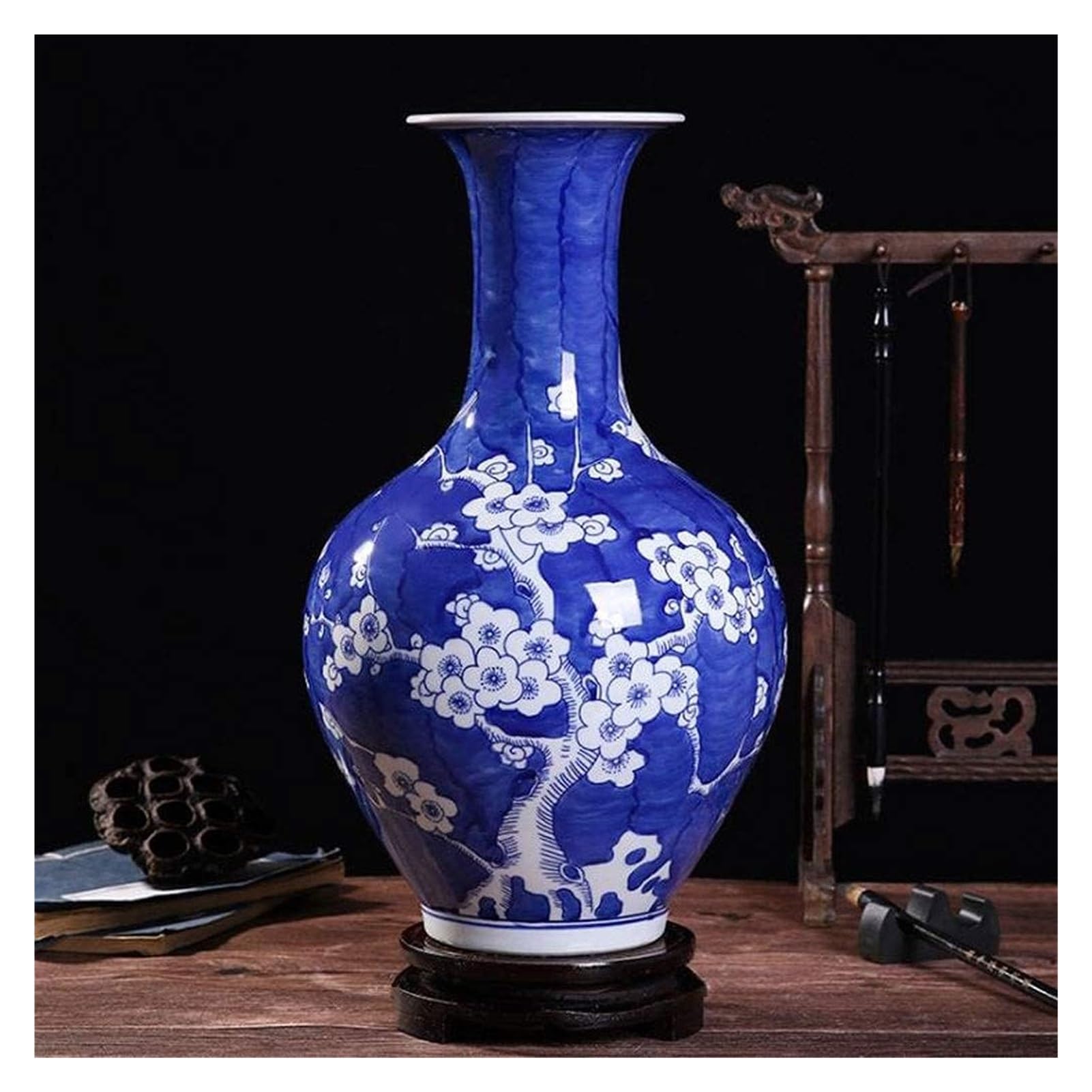 Vase Desktop Chinese Jingdezhen Antiques China Hand Classic Blue Floral Design White Porcelain Authentic Flower Pattern Ceramic