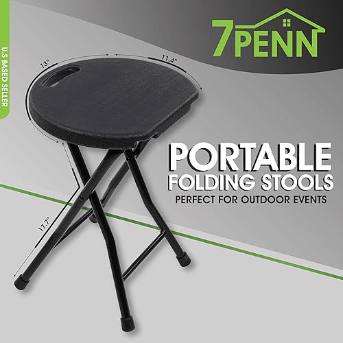Miniatura 3 de 7Penn Paquete de 2 sillas de taburete plegables altas con asa tapa de 440 libras hogar portátil dormitorio taburete de bar plegable pequeño para