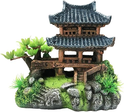 SLOCME Decoraciones clásicas de castillo de resina para acuarios, detalles realistas de pecera, accesorios de acuario de castillo tradicional