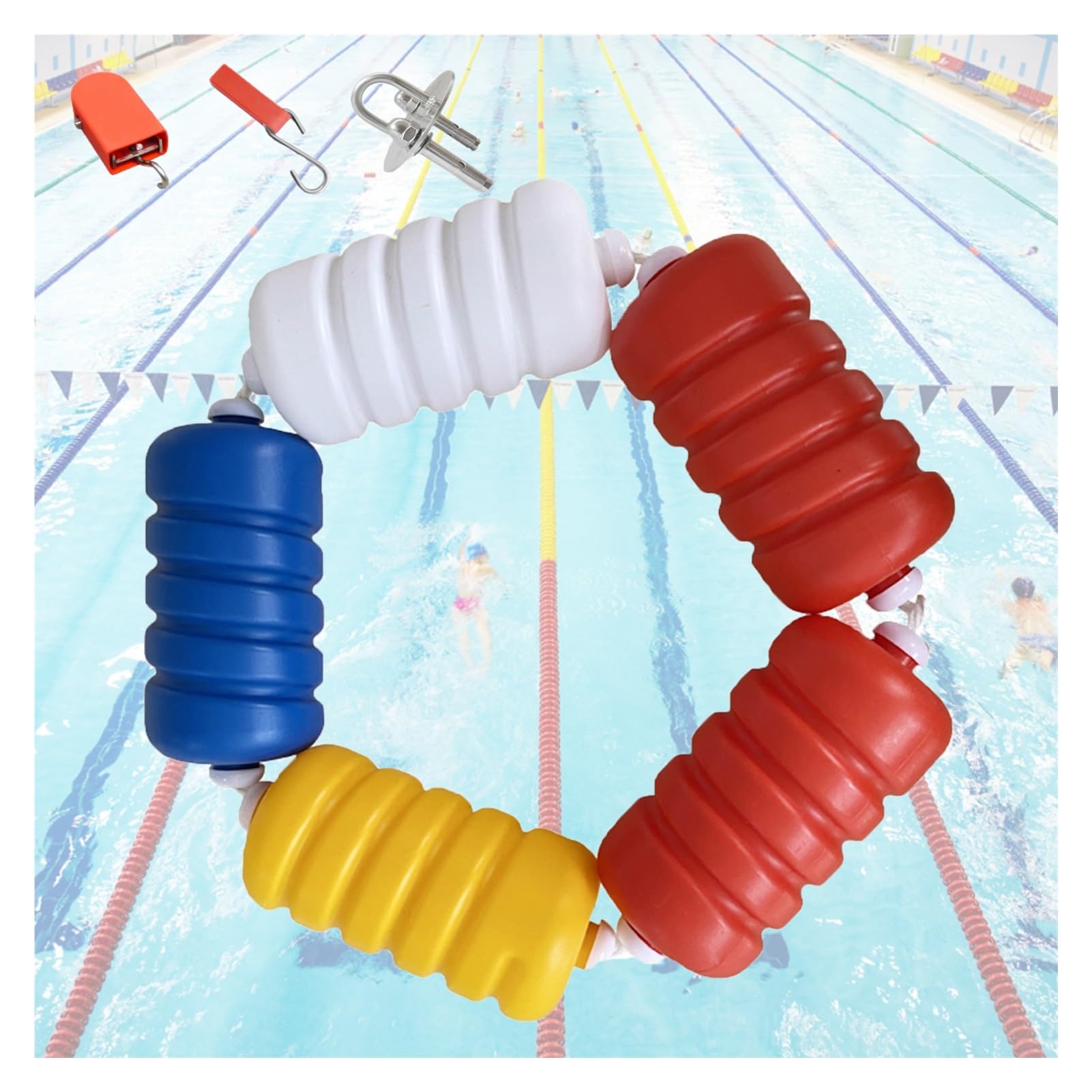 Corda divisoria di sicurezza per piscina, recinzione di sicurezza colorata con accessori, 12 m per un'efficace separazione della zona della piscina e una maggiore sicurezza