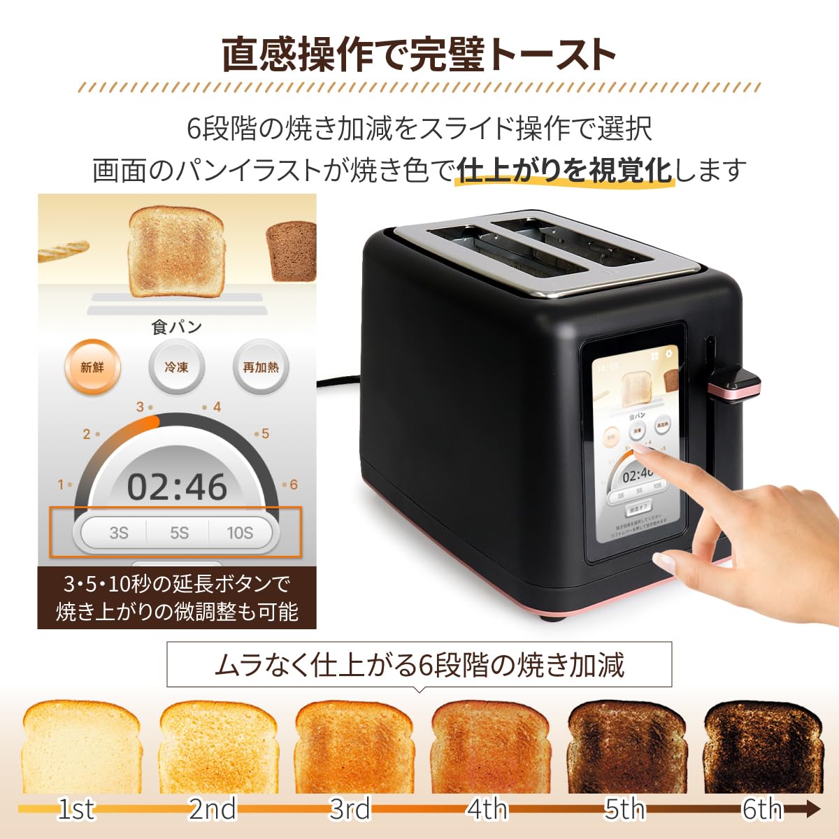 TOASTY タッチパネル式ポップアップトースター Amazon | TOASTY タッチパネル式 ポップアップトースター