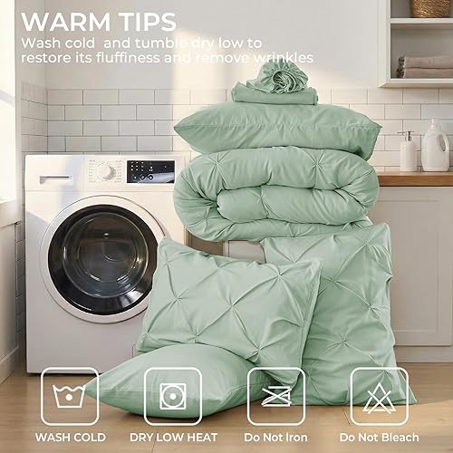 Miniatura 9 de Sasttie - Juego de edredón tamaño King, 7 piezas en una bolsa, juegos de cama con pinzas para todas las estaciones, incluye edredón, sábana plana,
