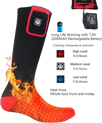 Miniatura 3 de Calcetines térmicos para hombres y mujeres, calcetines de batería para pies fríos, calcetines eléctricos térmicos para campamento, calentadores de