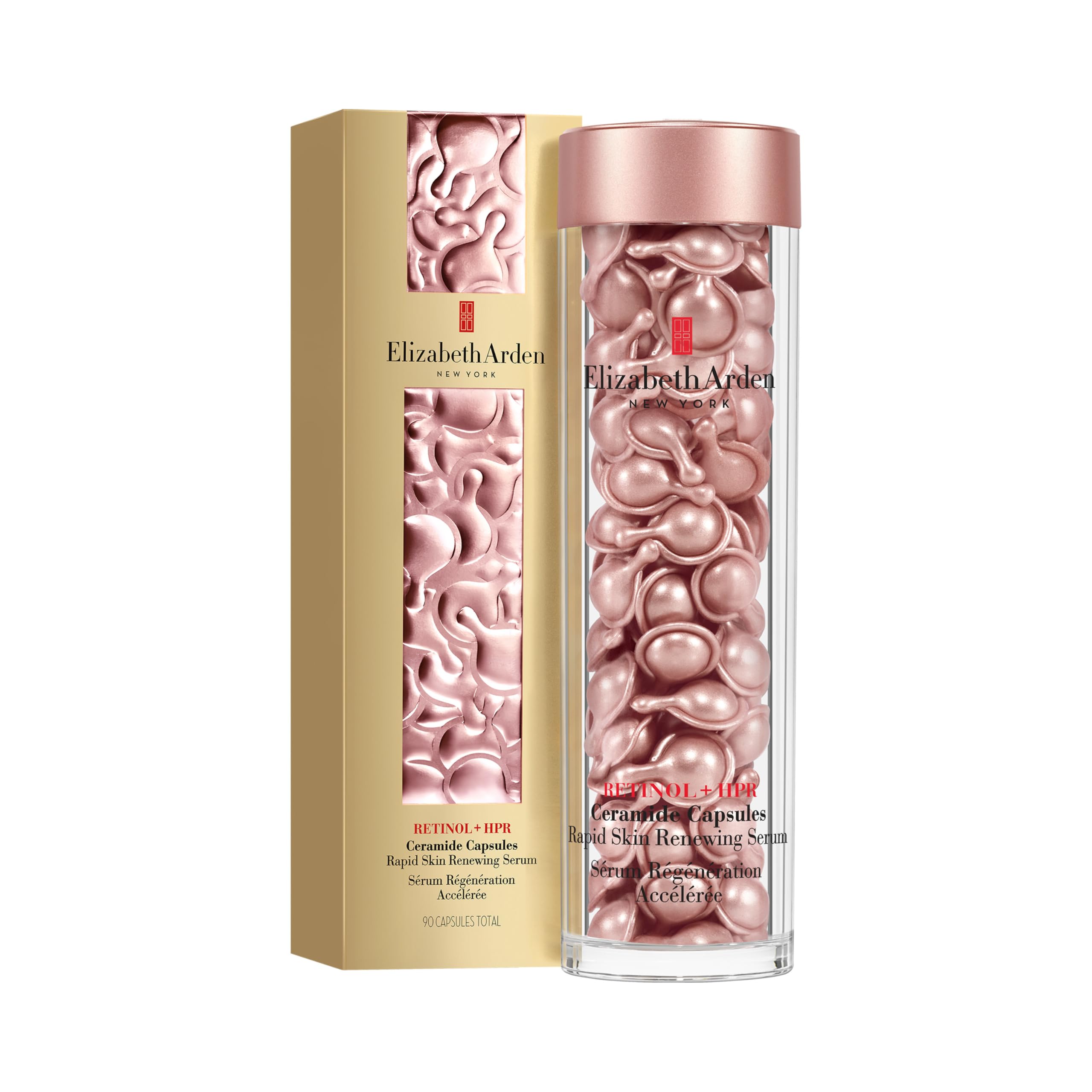 Elizabeth Arden Retinol + HPR Ceramide Kapseln Gesichtsserum 90 Kapseln | Anti-Aging-Gesichtsserum mit Retinol und Ceramiden, unterstützt ein glatteres Hautbild und verbessert die Hautfestigkeit.