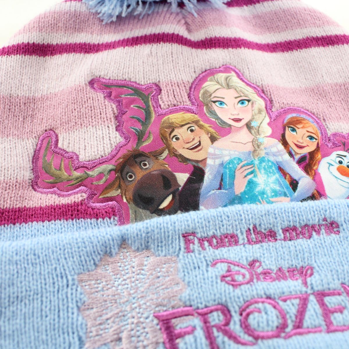 Disney Czapka z pomponem Królowa Śniegu Dziewczyna Zestaw akcesoriów zimowych, Niebieski, Taille unique