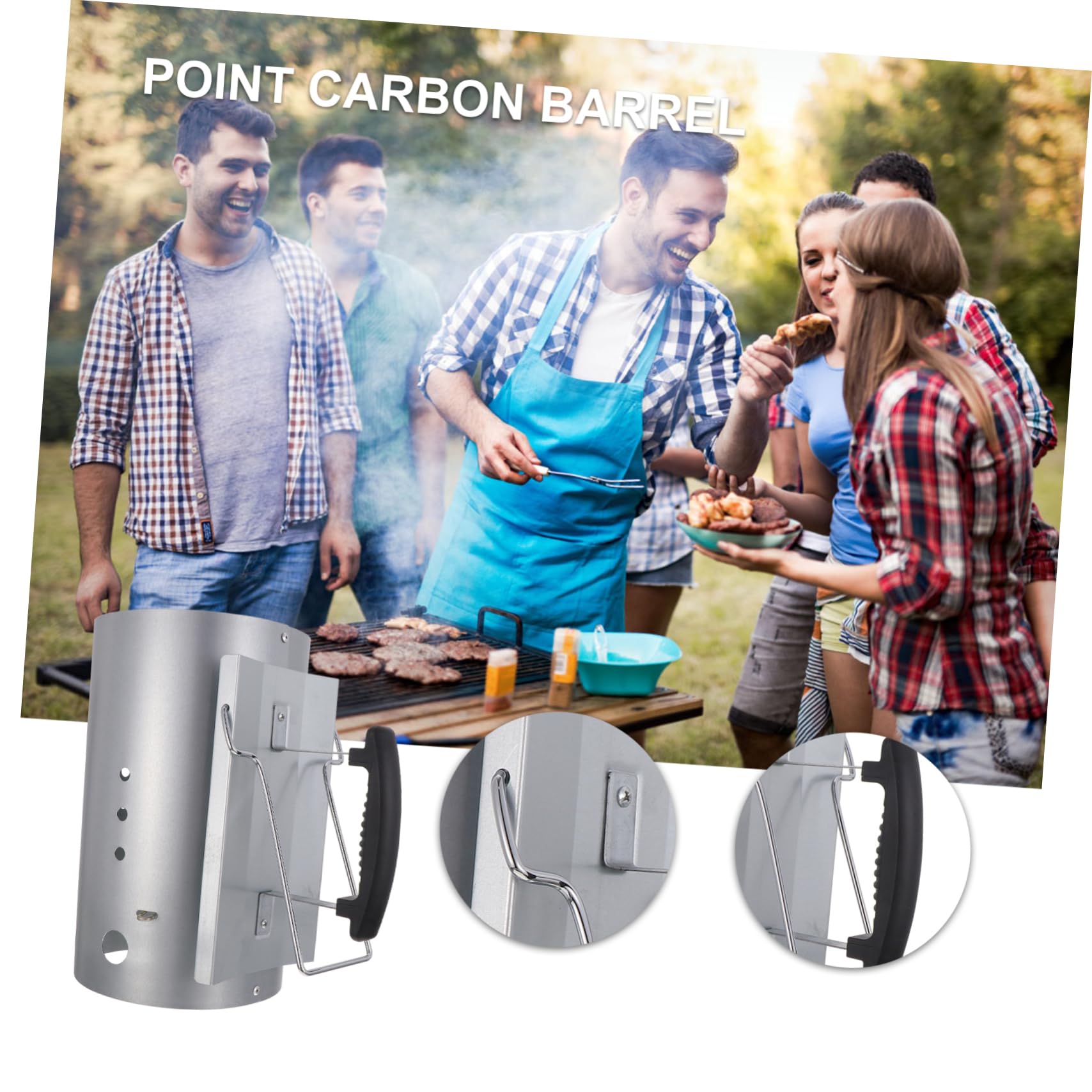Abaodam BBQ Ignition Barrel 19 in Zincato Argento per Accensione Rapida | Fire Starter Chimney, Carbon Stove, Grill Fire Starter, Vacanze Estive, Barbecue Esterno