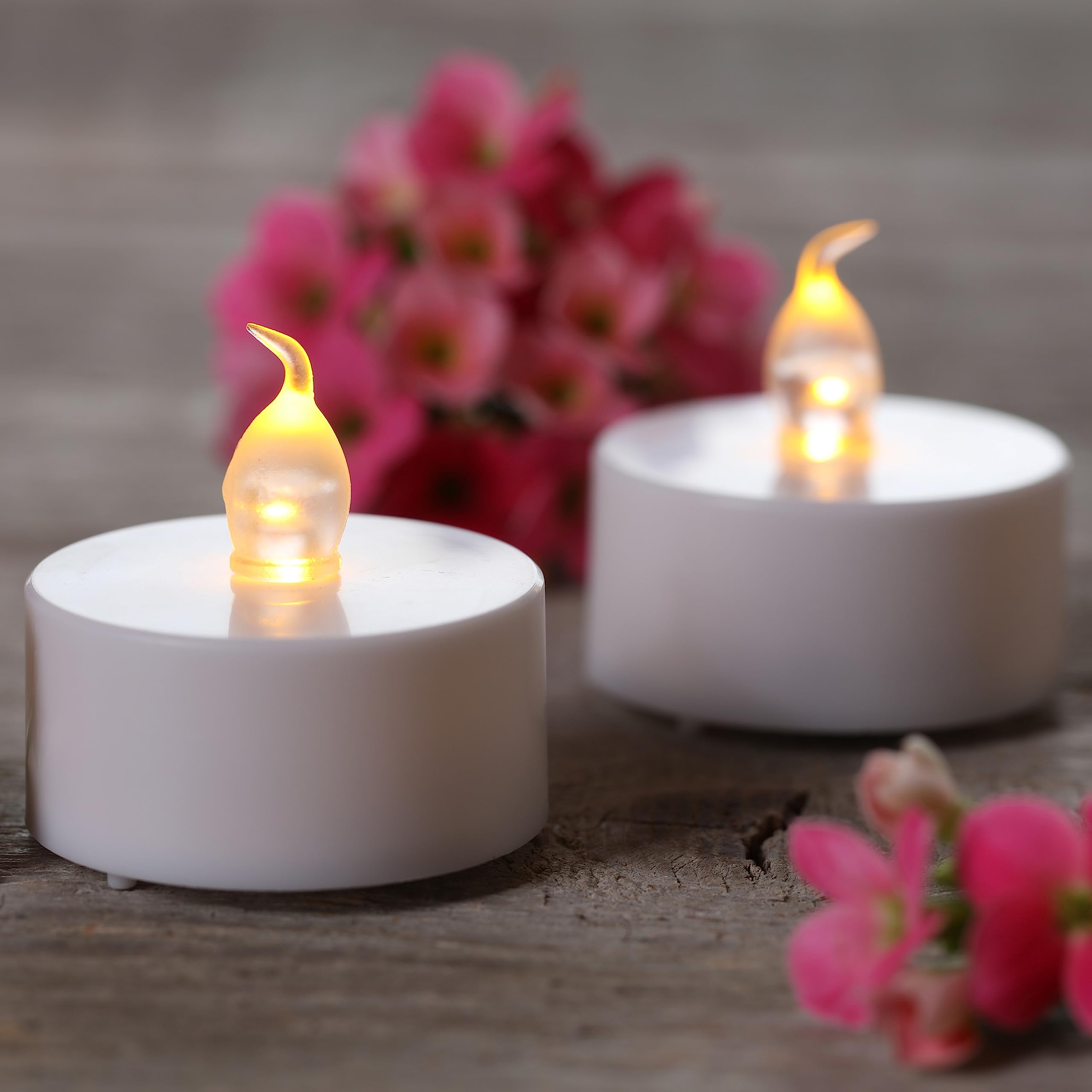 SyXIOP LED Kerzen Lila Lavendel - Flackernde Flammenlose Kerzen Mit Timer